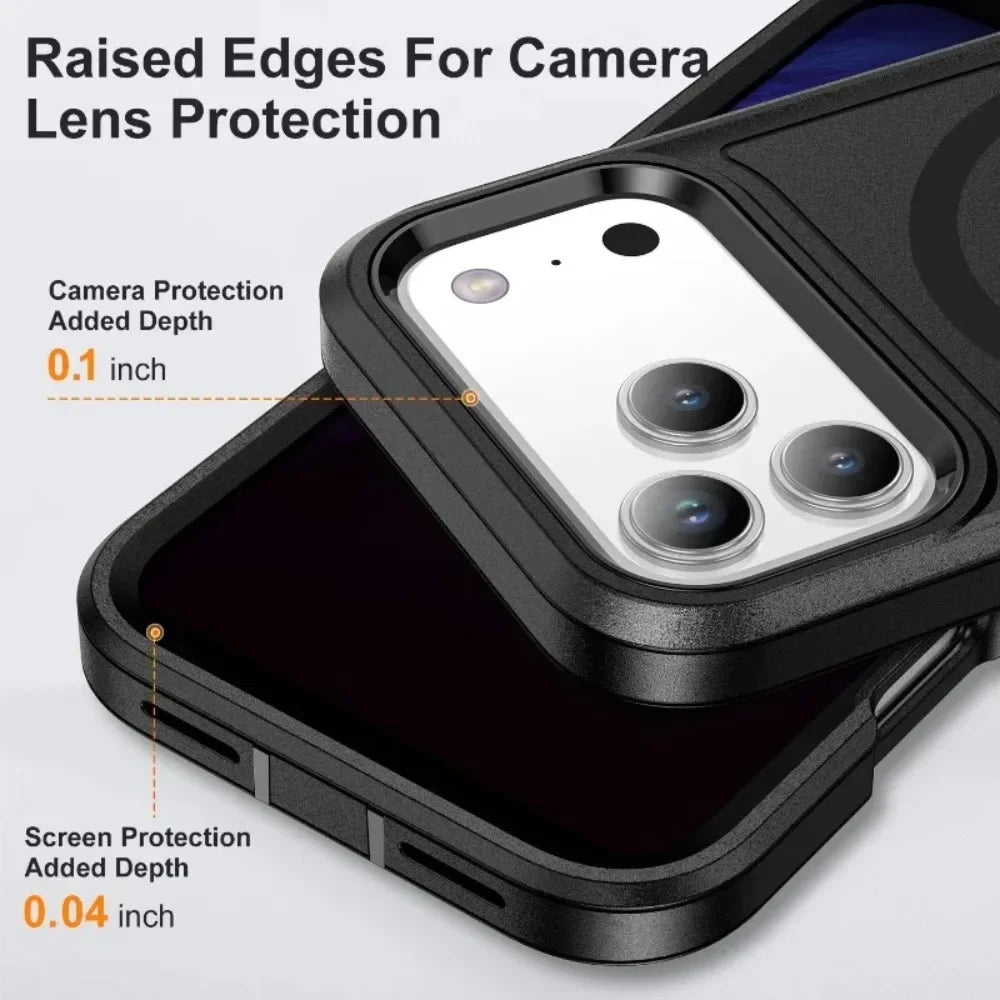 3in1 Heavy Military Otter Armor Box Shockproof Phone Case for iPhone 17 Air 16 15 14 Pro Max For Magsafe Wireless Charging Cover