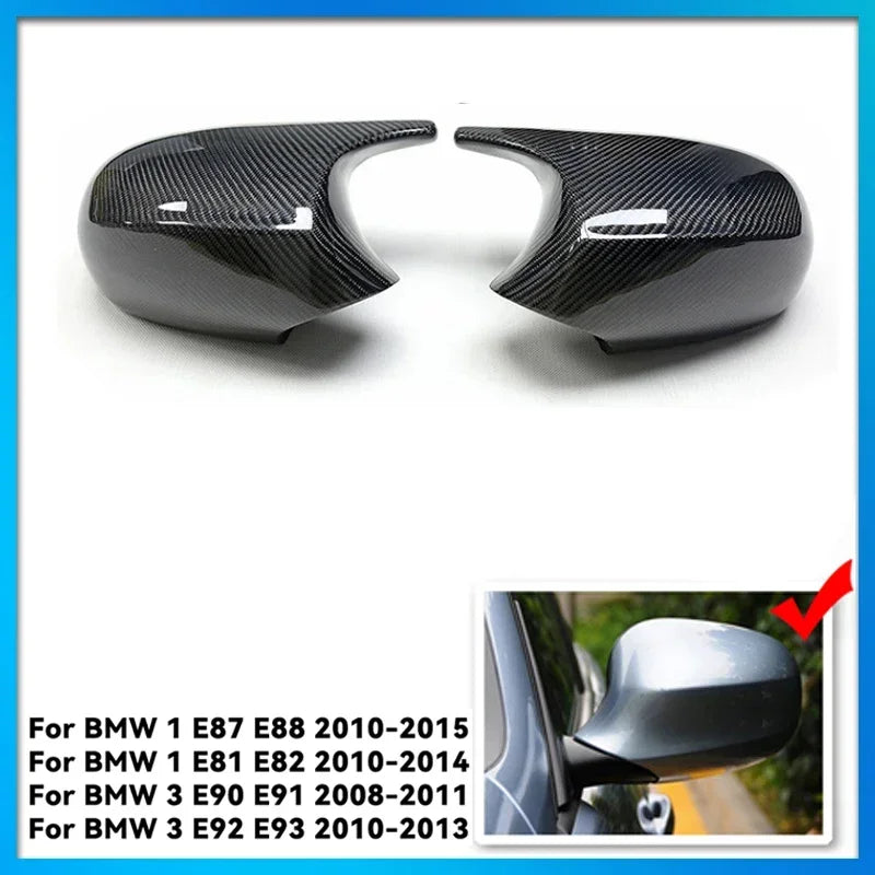 Carbon Fiber Glossy black Side Mirror Cover Replacement for BMW E90 E91 E92 E93 E81 E87 E82 E88 3 Series and 1 Series Wing Cover