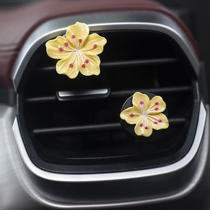 2Pcs Car Perfume Clip Flower Air Outlet  Decorations Bright Peach Blossom Cherry Blossom Car Air Freshener with Fresh Color