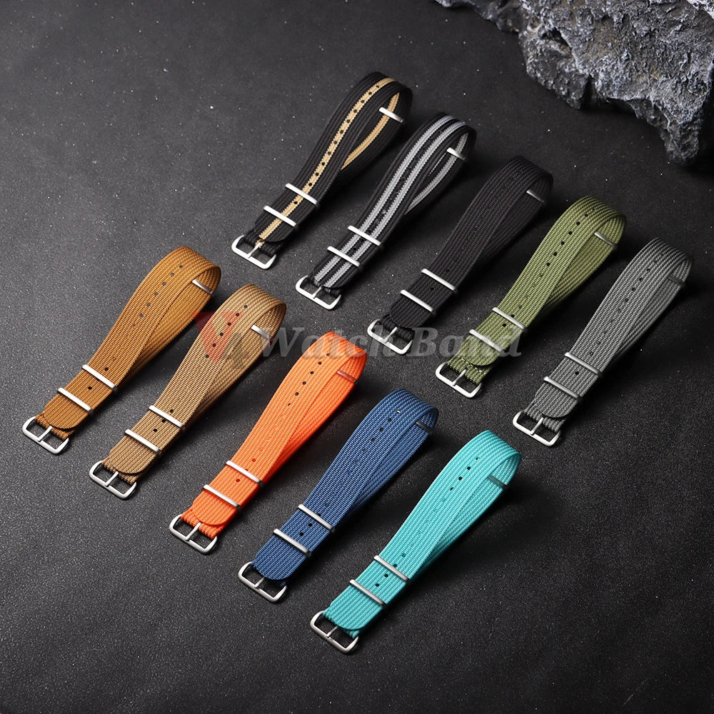 18/19/20/22mm Matte Buckle High Quality Fabric Watchband Woven Nylon Watch Strap One Piece Weave Watch Band for Omega for Seiko