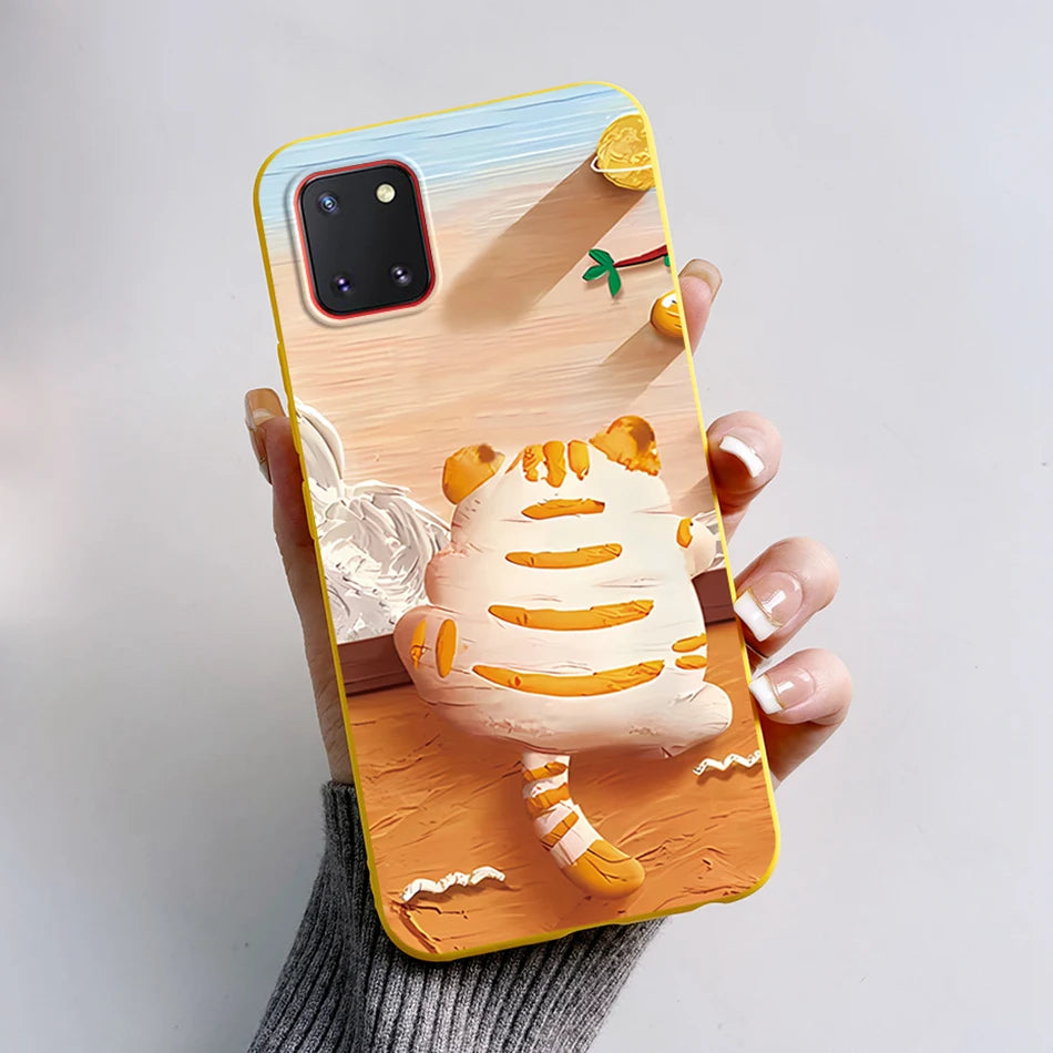 For Samsung Galaxy Note10 Lite Case SM-N770F 6.7'' Cute Bear Cartoon Cat Cover Soft TPU Phone Case For Samsung Note 10 Lite Bags