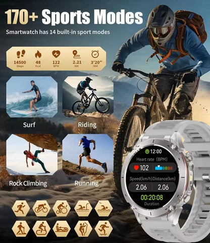 Outdoors TANK New GPS SmartWatch Man Dual-Band GNSS Military 10ATM Waterproof LED Flashlight Compass Altimeter NFC HD Call Watch