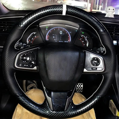 Car Steering Wheel Cover Non-slip Carbon Fiber Suede Braid For Honda Civic 10 2016-2021 CR-V CRV 2017-2021 Clarity 2018-2021