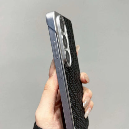 Business Plating Ultra-thin Maze Grid Pattern for Magsafe Borderless Phone Case for Samsung S26 Ultra S25 Plus Shockproof Cover