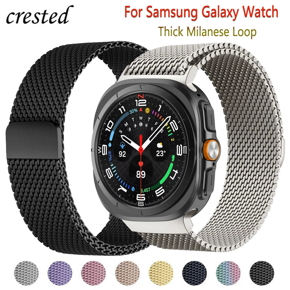 Thick Milanese Loop for Samsung Galaxy Watch Ultra strap 47mm Stainless Steel Magnetic Bracelet Galaxy Watch 7 ultra band 47 mm