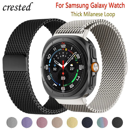 Thick Milanese Loop for Samsung Galaxy Watch Ultra strap 47mm Stainless Steel Magnetic Bracelet Galaxy Watch 7 ultra band 47 mm