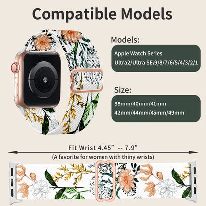 3Pcs Cute Flower Pattern Nylon Stretchy Band Compatible with Apple Watch Bands 38mm 40mm 41mm 42mm 44mm 45mm 49mm