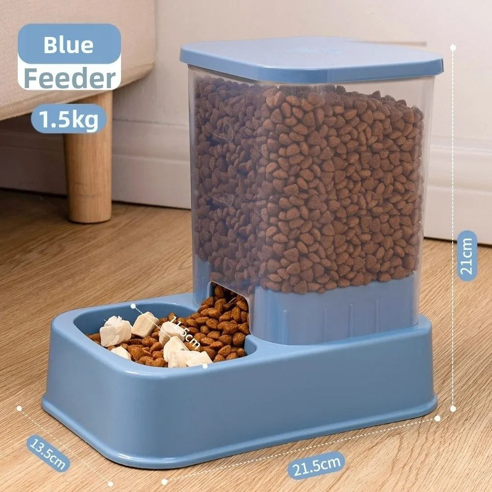1.2L/1.5L Pet Automatic Feeder Plastic 2 Styles Cat Dog Water Dispenser Feeder Set Large Capacity 3 Colors