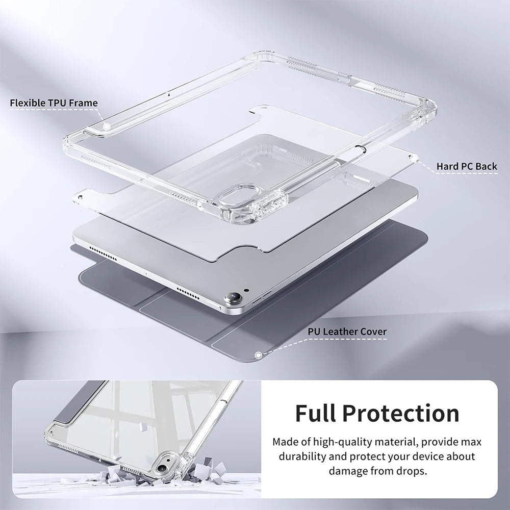 Case for iPad (A16) 11th Gen, 10th Gen, 11-inch 2025, iPad 9th/8th/7th/6th/5th gen, iPad Air Crystal Clear Case with Pencil Slot