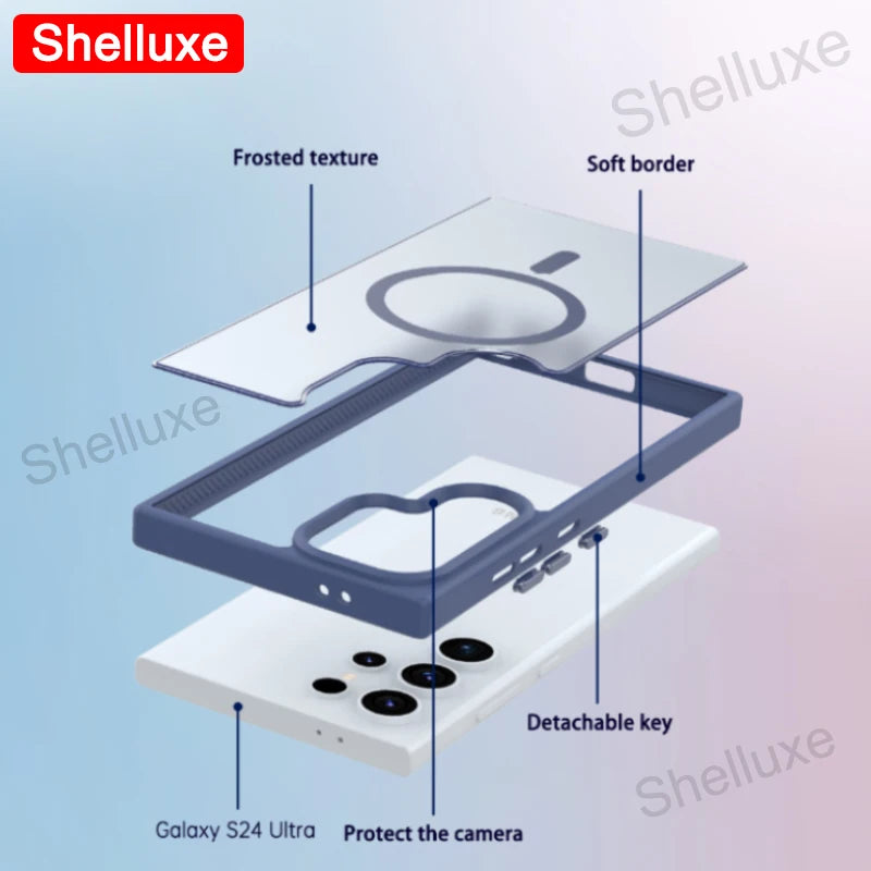 S26 Ultra Magnetic Matte Case Shelluxe Clear Hard Back Cases For Samsung Galaxy S26 S25 S24 S23 S22 Plus Ultra Shell Phone Cover