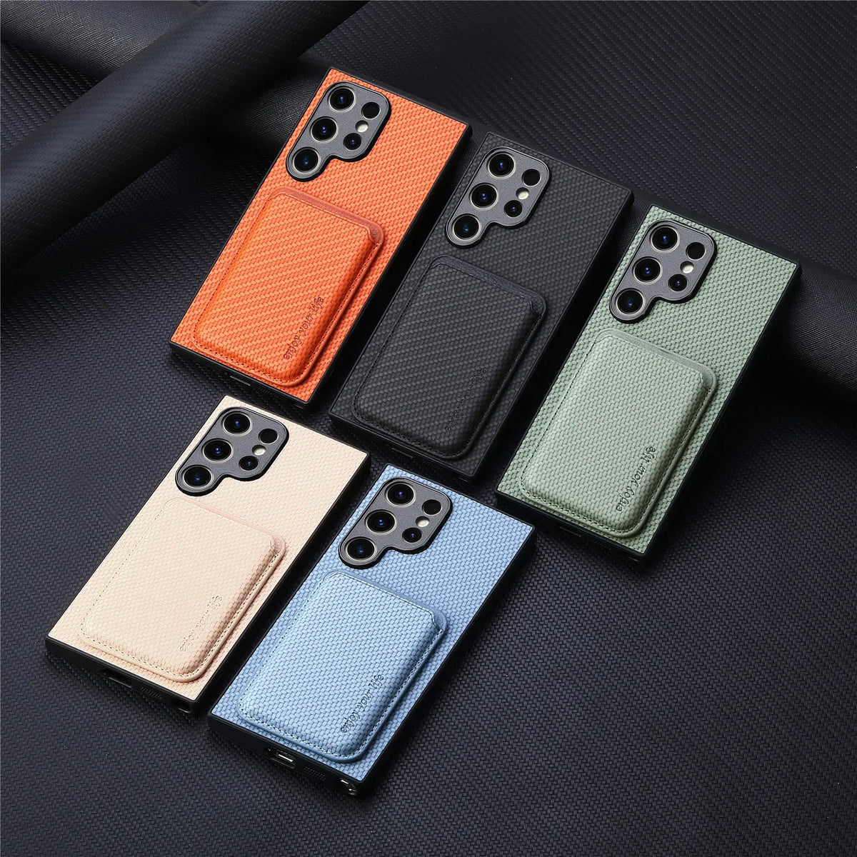 Carbon Fiber Style PU Leather for Magsafe Case for Samsung Galaxy S26 S24 S25 Ultra S22 Plus S21 S23 FE A57 A55 A56 Cover LM2