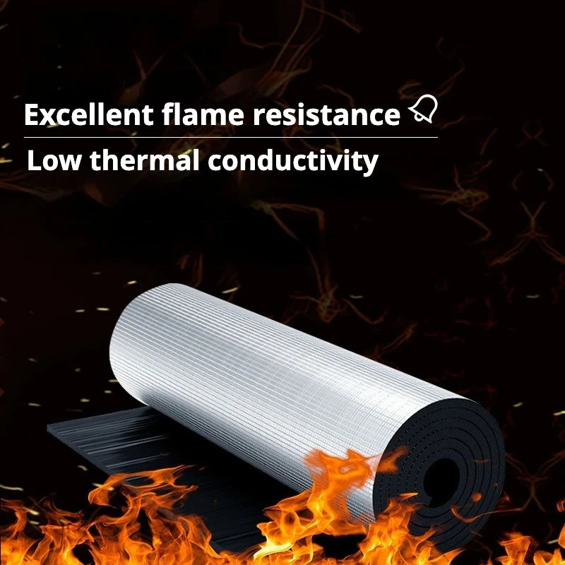 Self-Adhesive Aluminum Foil Insulation Roll Heatproof Soundproof and Noise Reduction for Car RV Foam Floor Roof Pipe Insulation