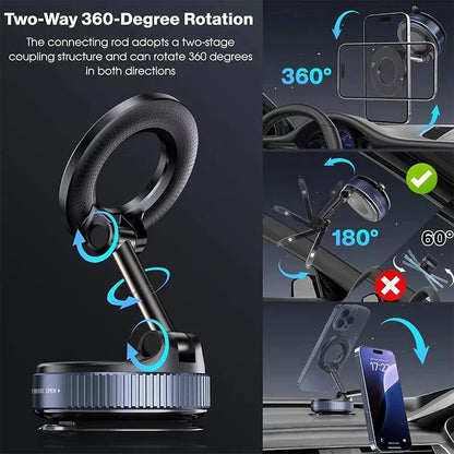2pcs New 360° Adjustable Vacuum Suction Magnetic Bracket Car Phone Holder for Magsafe IPhone