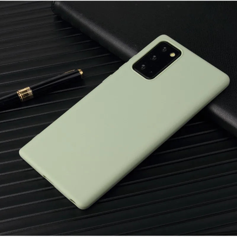 For Samsung Galaxy S20 S20 Ultra S9 S10 lite S10e Note 8 9 10 Plus A10 A20 A50 A70 M10 M20 Solid Color Silicone Cover Case