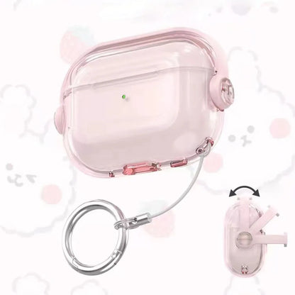 Security Lock Transparent Cover For Airpods Pro 2 Case Cute Candy Color Clean Earphone Case For Airpods 4 3 1 2 5 Phone Holder