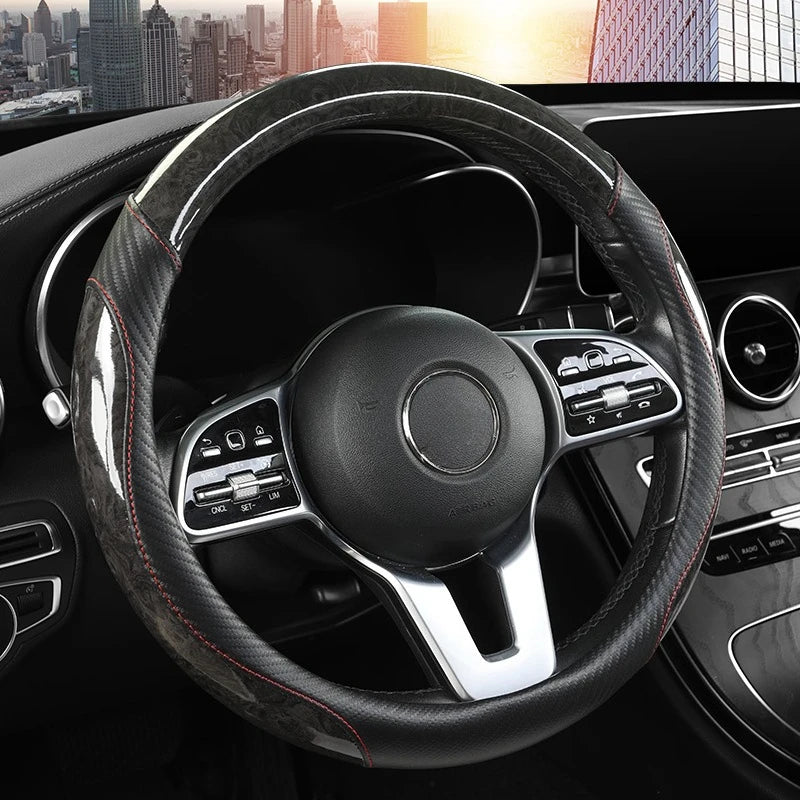 Peach Wood Grain Car Steering Wheel Cover Non-slip Four Seasons General Motors Handle Cover  Fits 14.5-15" Steering Wheels