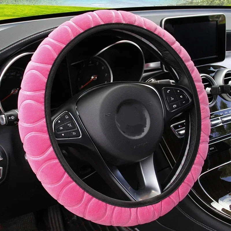 Car Steering Wheel Cover Protector Decoration Warm Super Thick Soft Plush Collar for Women Man Auto Interior Accessories