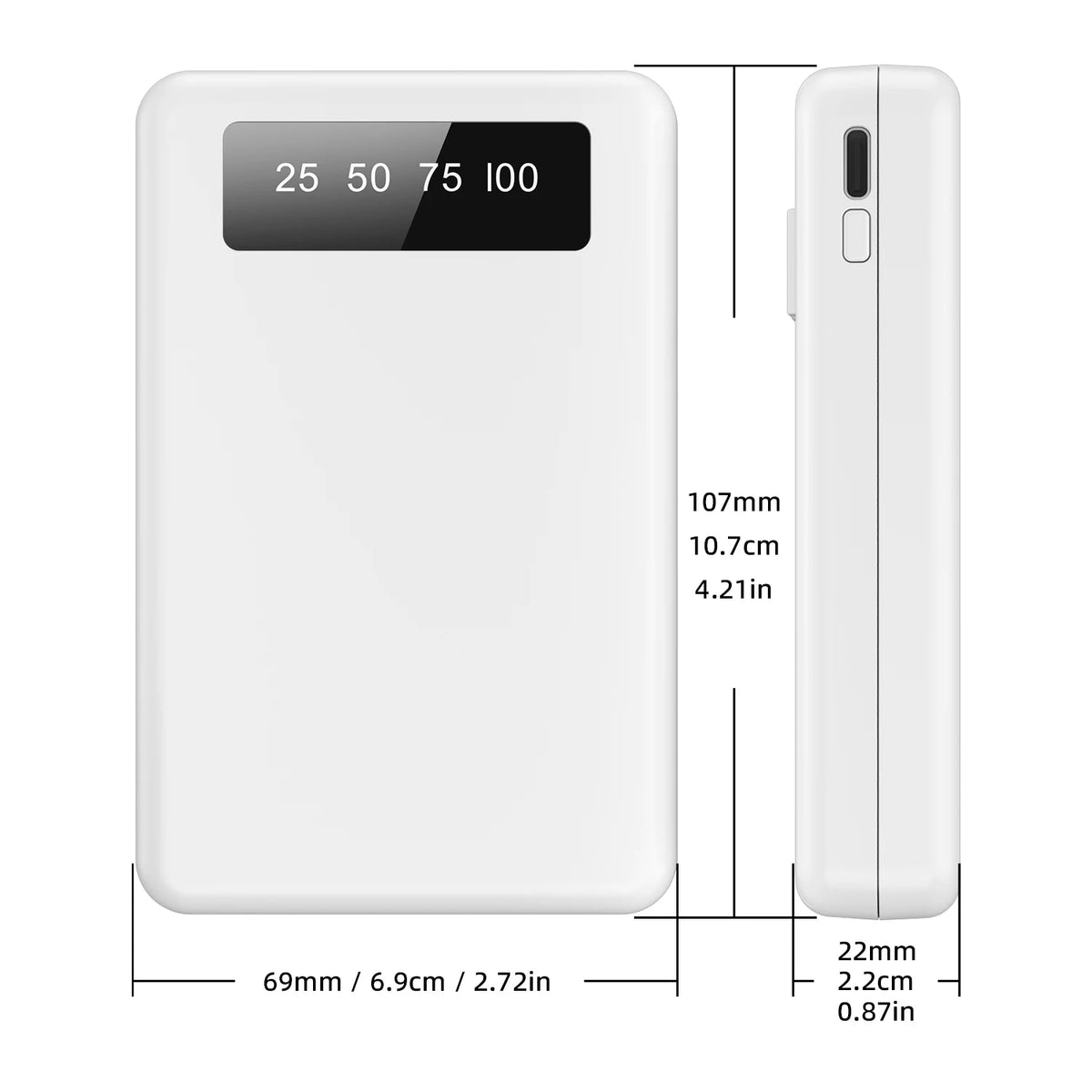 Mini Slim 10000mAh Portable Power Bank, Built-in LED Digital Display, 1 USB-A Port & 3 Integrated Cables, Small Lightweight Design, Multi-Device Simultaneous Charging for Travel, Camping and Emergency, Compatible with Android