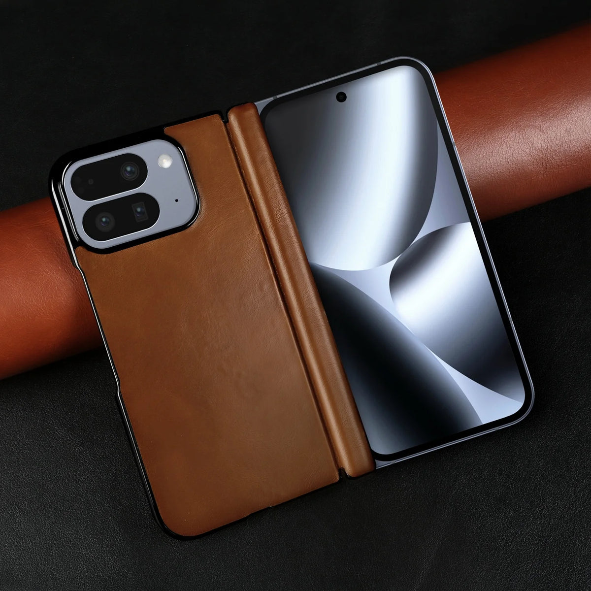 For Google Pixel 10 Pro Fold Case Pixel 9 Pro Fold Retro Full Grain Oil Wax Pattern Cowhide Genuine Leather Phone Cover Fundas
