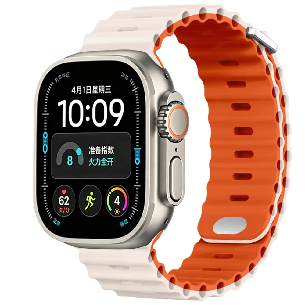 Ocean Silicone strap For Apple Watch Ultra 4 3 2 1 Band 49mm 12 11 10 9 8 7 46mm 45mm 41mm band iWatch 6 5 4 SE3 44mm 40mm 42mm
