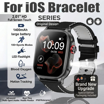 1400mAh Military Grade Smart Watch 200 Days Battery Life 5ATM Waterproof Bluetooth Call Alert LED Flashlight Sports Watches Men
