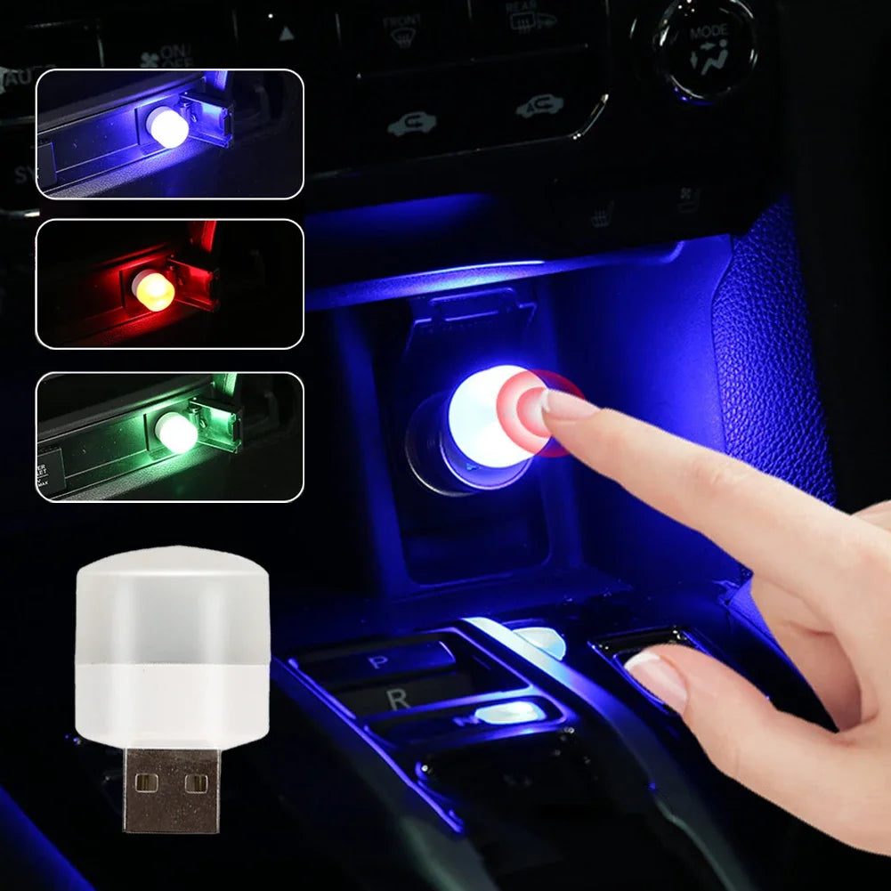USB Touch Car Atmosphere Light LED Interior Ambient Decorations Lights Auto Reading Lamp Colorful Decorative Lamp Accessories