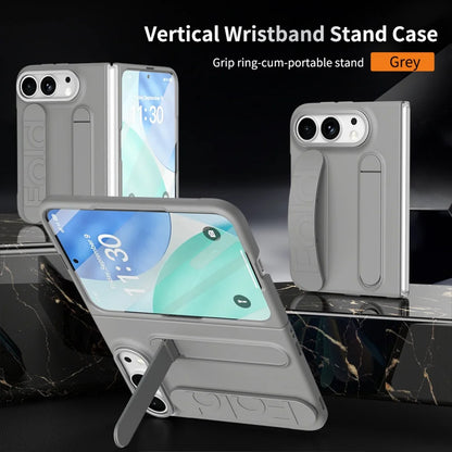 For iPhone Duo Cases Luxury Wrist Strap Bracket Stand Holder Case for iPhone Duo 18 Fold Solid Color Built-in Front Film Cover
