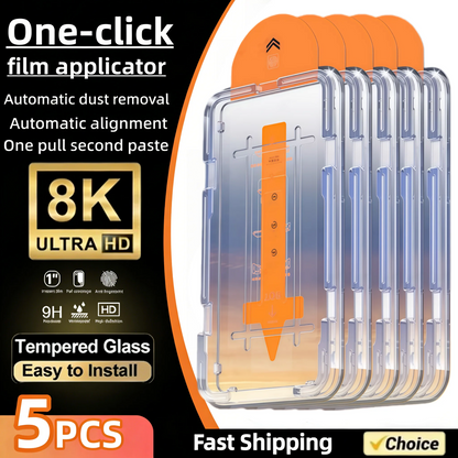 5PCS Easy Install High Definition Screen Protector For iPhone 17 16 15 14 11 Pro Max 13 12 Mini XR X XS Plus Air Tempered Glass