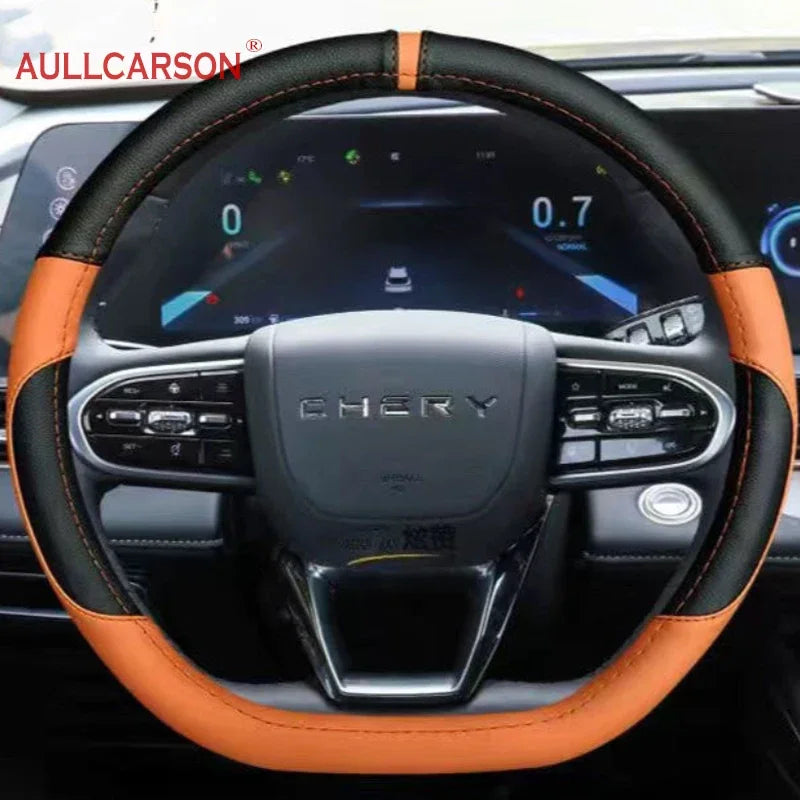 For JAECOO J7 2023 2024 Steering Wheel Cover Breathable Anti Slip PU Leather Car Accessories