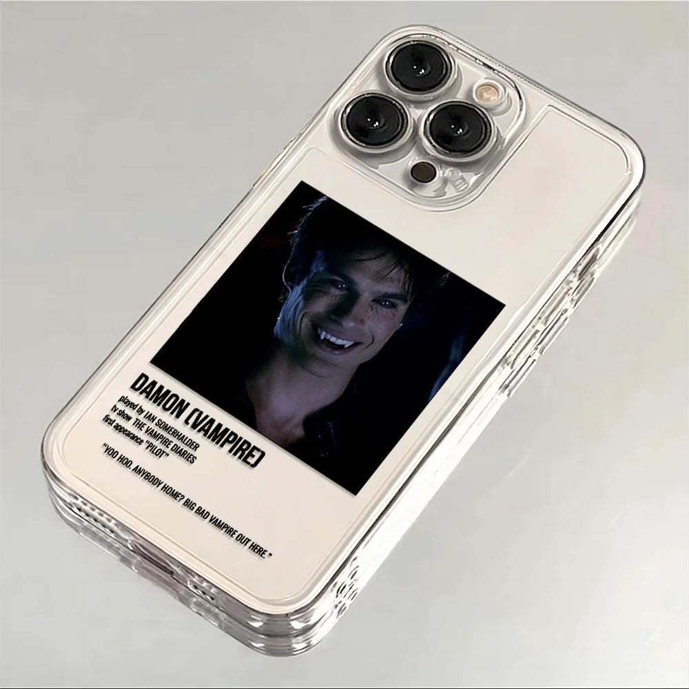 The Vampire Diaries Damon Phone Case For iPhone 17 16 15 11 12 14 13 Pro Max Mini X XS XR 7 Plus 16E Air Shockproof Cover Fundas