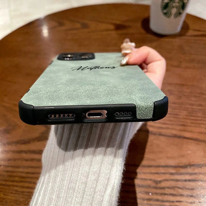 Personalized Luxury Leather Lambskin Case For iPhone 11 12 13 14 15 16 18Pro Max Customized Name DIY Cover