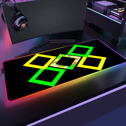 RGB Hexagonal Mouse Pad 900x350 LED Gaming Anime Geometric Luminous Anti-skid Computer Offices Cool Mousepad Desk Mat Laptop Rug