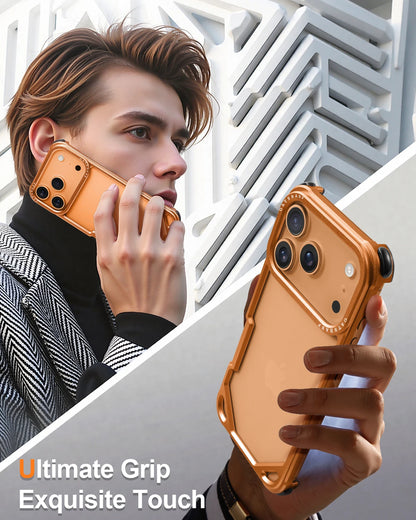 Oatsbasf for iPhone 17 Pro/Pro Max/17 Air Phone Case Metal Frame Minimalist Wireless Charging Ultra-thin Protecitve Cover