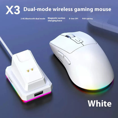 NexusClick Dual Mode Wireless Gaming Mouse,Lightweight RGB Backlit Magnetic Charging Dock DPI Adjustable Ergonomic for Laptop PC