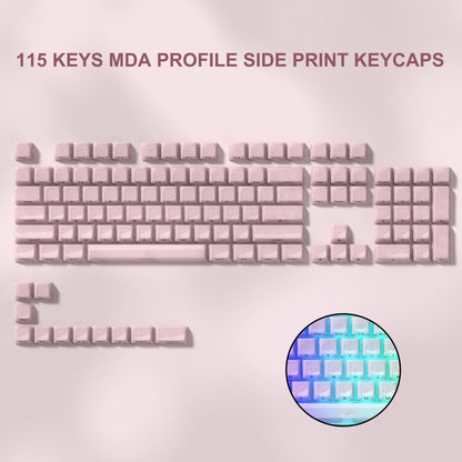 115 Keys Grey Fog Transparent Clear Keycaps Crystal PC Keycap RGB Shine Through Key Cap MDA Profile for MX Switch Keyboard
