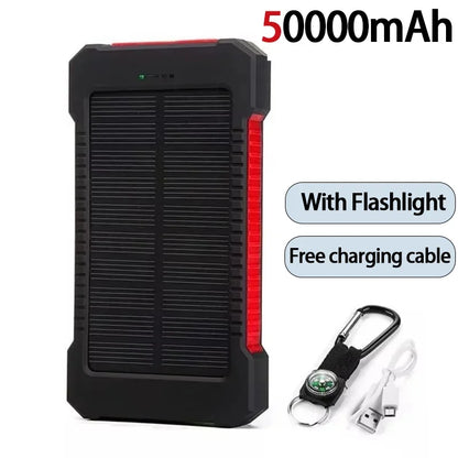 Lenovo CCC 500000mAh Large Capacity Solar Power Bank Super Fast Charging Portable External Battery For iPhone Outdoor Emergency