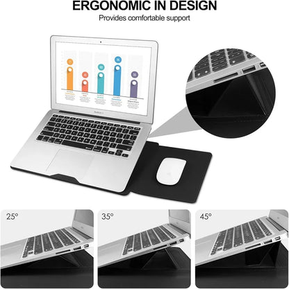 Portable Leather Laptop Sleeve Case Bag for Macbook Air 12 13 14 15 16 Inch M5 M4 M3 M2 Chip Mac Book Pro Adjustable Stand Cover