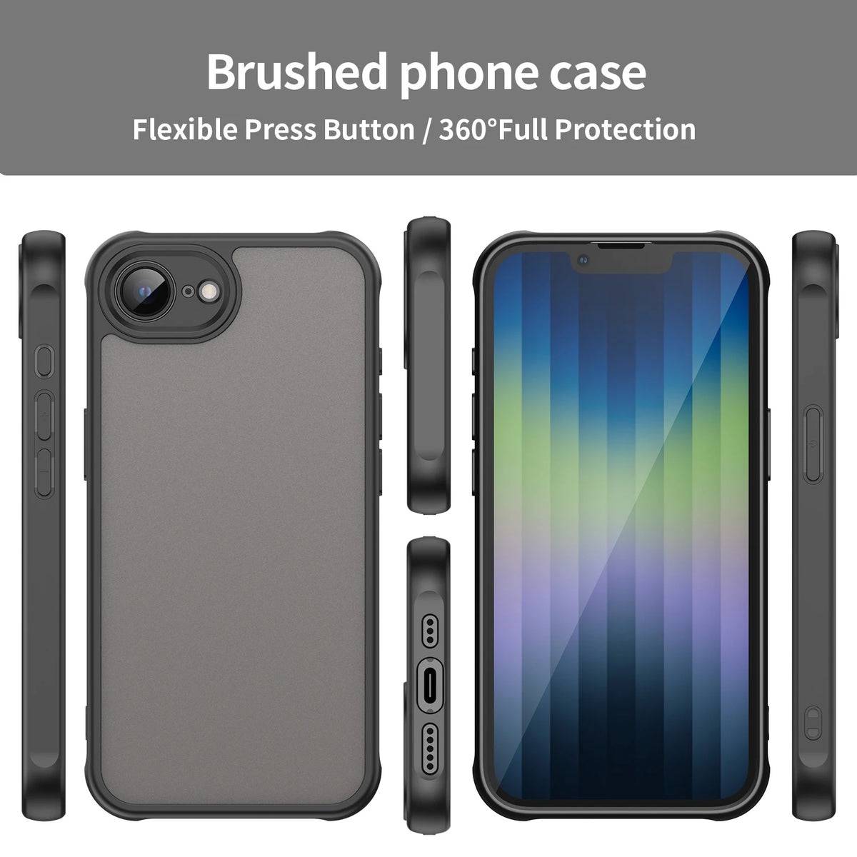 Suitable for iPhone 17e 16e camera full-inclusive protective case fashion translucent hard back soft edge phone case