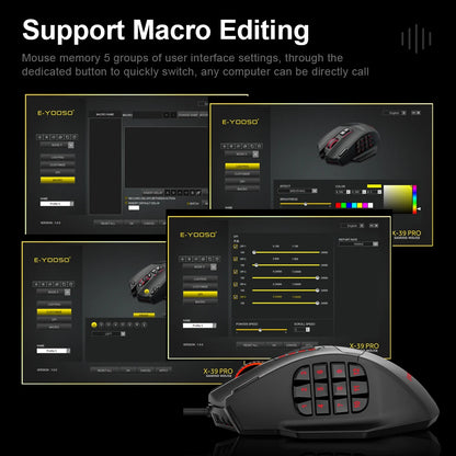 E-YOOSO X-39 USB Wired RGB Gaming Mouse 24000 DPI SG8960 19 buttons programmable game Optical mice for Computer PC Laptop