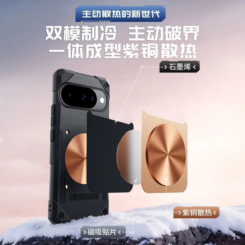 Copper Heat Dissipation Magnetic Phone Case For Google 11 10 9 Pro XL Cooling Case Heavy Duty Shockproof Cover Silicone Casing