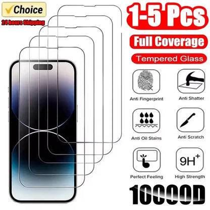 1-5Pcs Tempered Glass for IPhone 18 16 15 14 13 12 11 Pro Max Screen Protector for iPhone Air 16e 7 8 SE X XS XR Protective Film