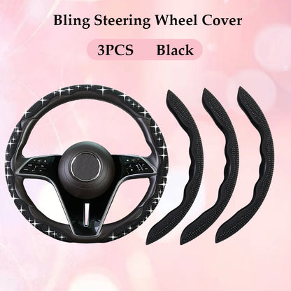 Fashion with Diamond Car Universal 38cm Steering Wheel Cover Colorful Bronzing Diamond BlingBling Steering Wheel Accessories