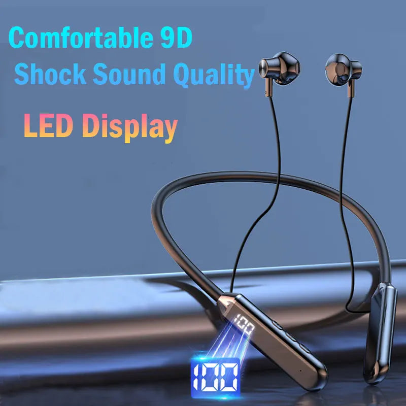 Sport Wireless Headphone Compatible 5.2 Neckband Headphones High Sound Quality Stereo LED Power Display Bluetooth Earphones