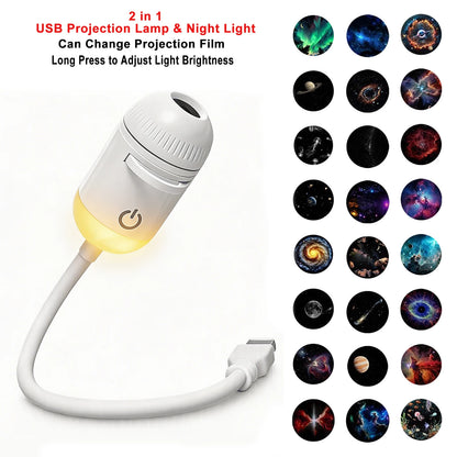 USB Galaxy Projector Light Car Roof Ambient Light Adjustable Focus Car Atmosphere Projection Lamp Romantic Room Star Night Light