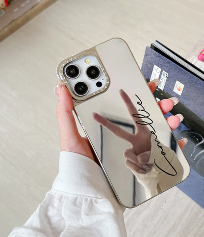 Personalized Customized Name Case For iPhone 18 17 16 15 14 13 12 11 Pro Max Plus Plating Makeup Mirror Pattern Cover 16 Pro