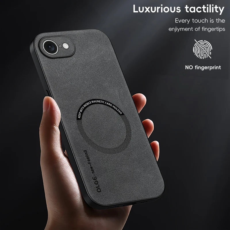 Magnetic Retro Leather Soft Case For iPhone 16E 17E iPhone16E iPhone17E 5G Wireless Charging Phone Case Cover