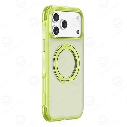 For Magsafe Anti-knock Airbag Matte Translucent Case For iPhone 16 17 18 Pro Max Rotate Magnetic Bracket Shockproof Armor Cover