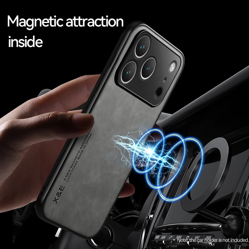 Magnetic Leather Case For iPhone 17 Pro Max Air iPhone17ProMax Air 5G Shockproof Silicone Soft Case Cover