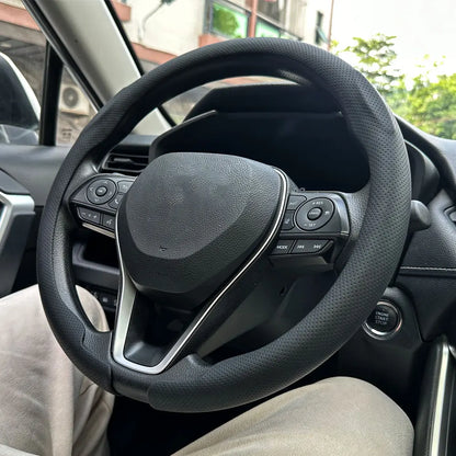 Steering Size 36-38cm Universal Non-slip Round Breathable Leather Car Steering Wheel Cover Protector Suitable Auto Accessories