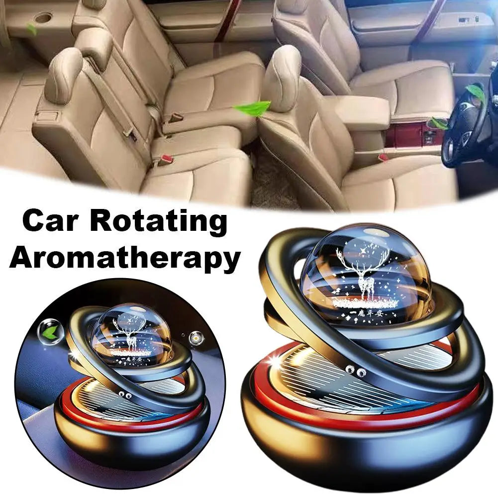 Solar Powered Rotation Solar Aromatherapy Car Air Freshener Suspended Planet Fragrance Auto Aroma Diffuser Car Ornaments